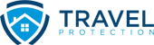 travel protection logo with blue shield and lettering and transparent background