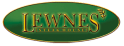 "LEWNES' STEAKHOUSE" in gold lettering on green sign with transparent background